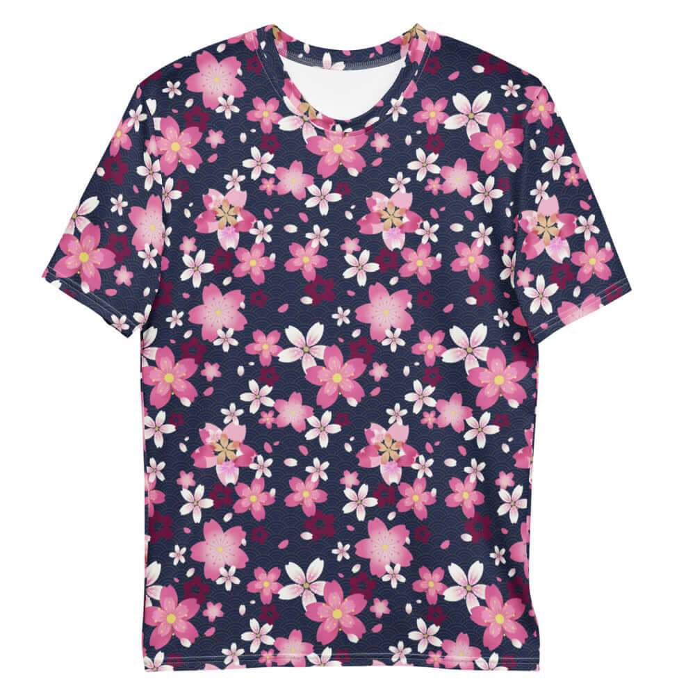 Men's Sakura T-shirt features a vibrant floral design, perfect for style and comfort in everyday wear.