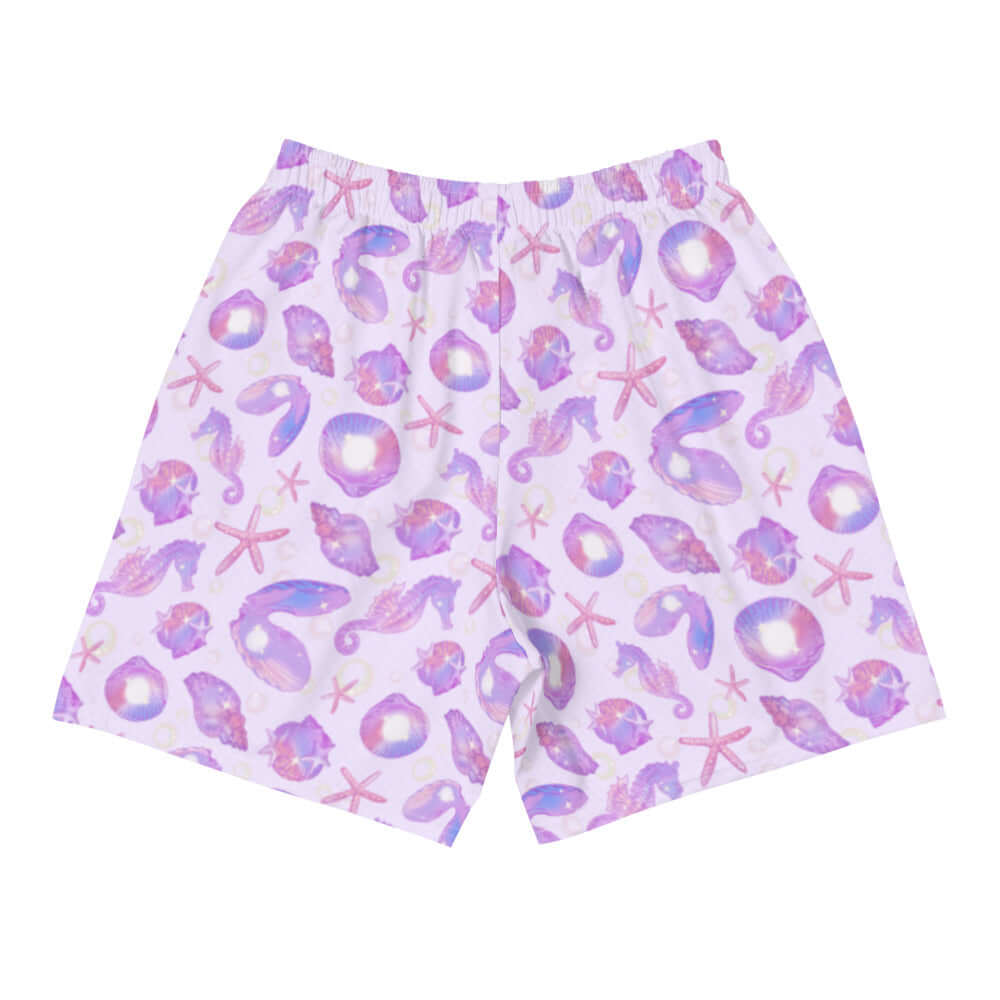Men's Sea Princess Athletic Shorts feature a vibrant seashell design, perfect for any active lifestyle.