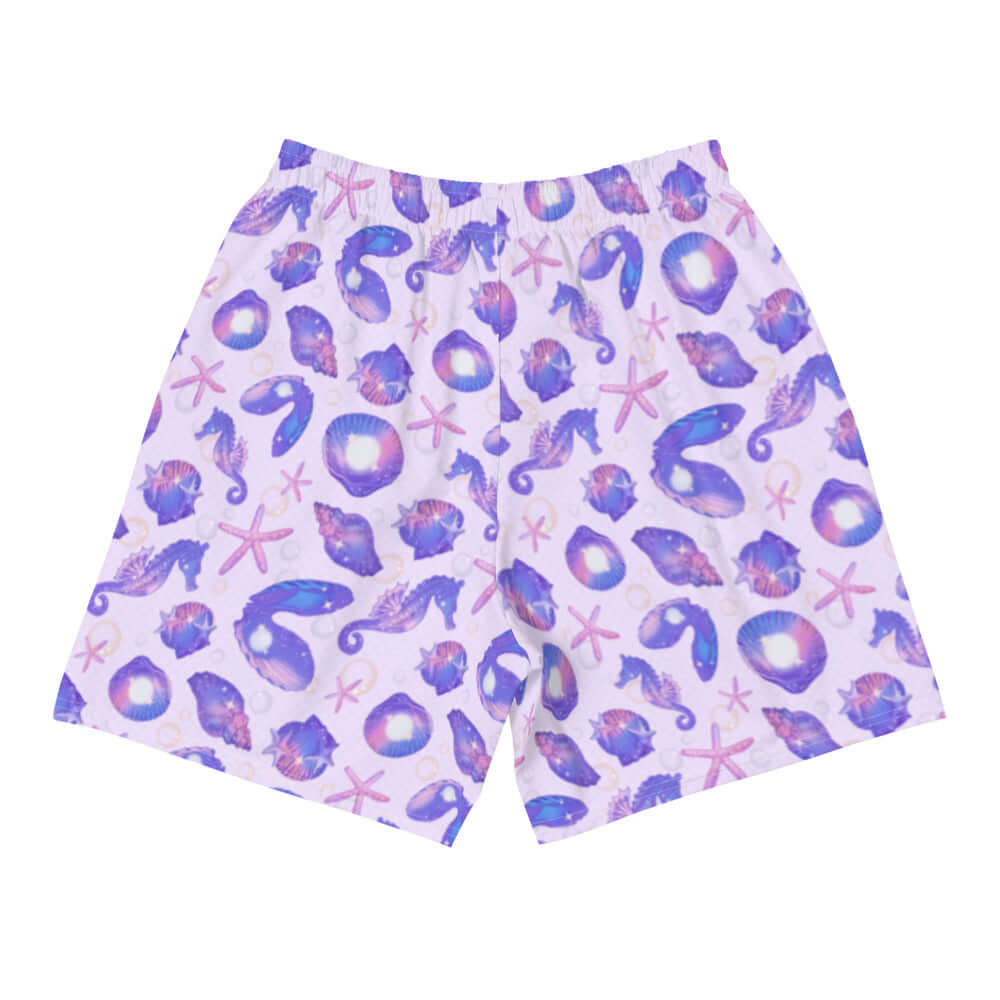 Men's Sea Princess Athletic Shorts feature a vibrant sea-themed print, perfect for running or swimming adventures.