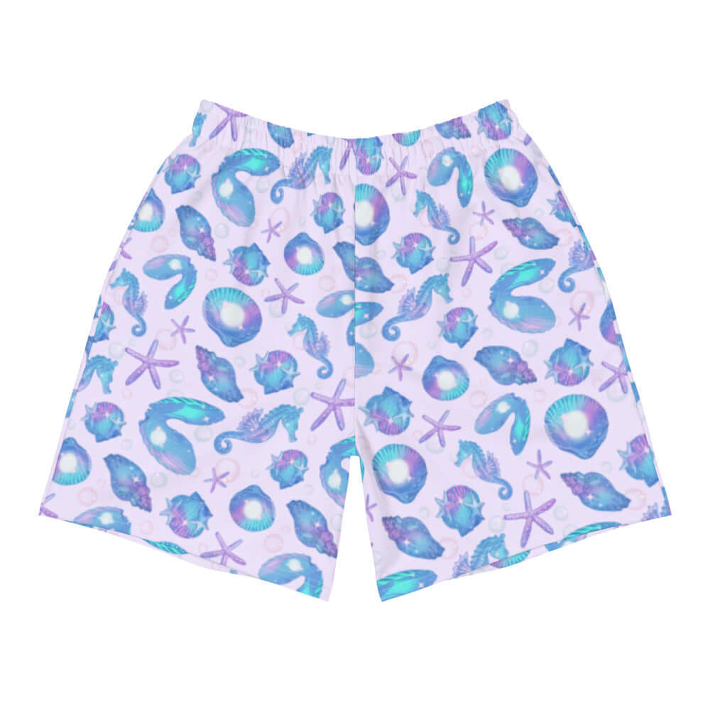 Men's Sea Princess Athletic Shorts with vibrant sea-themed print, perfect for running, swimming, and workouts.