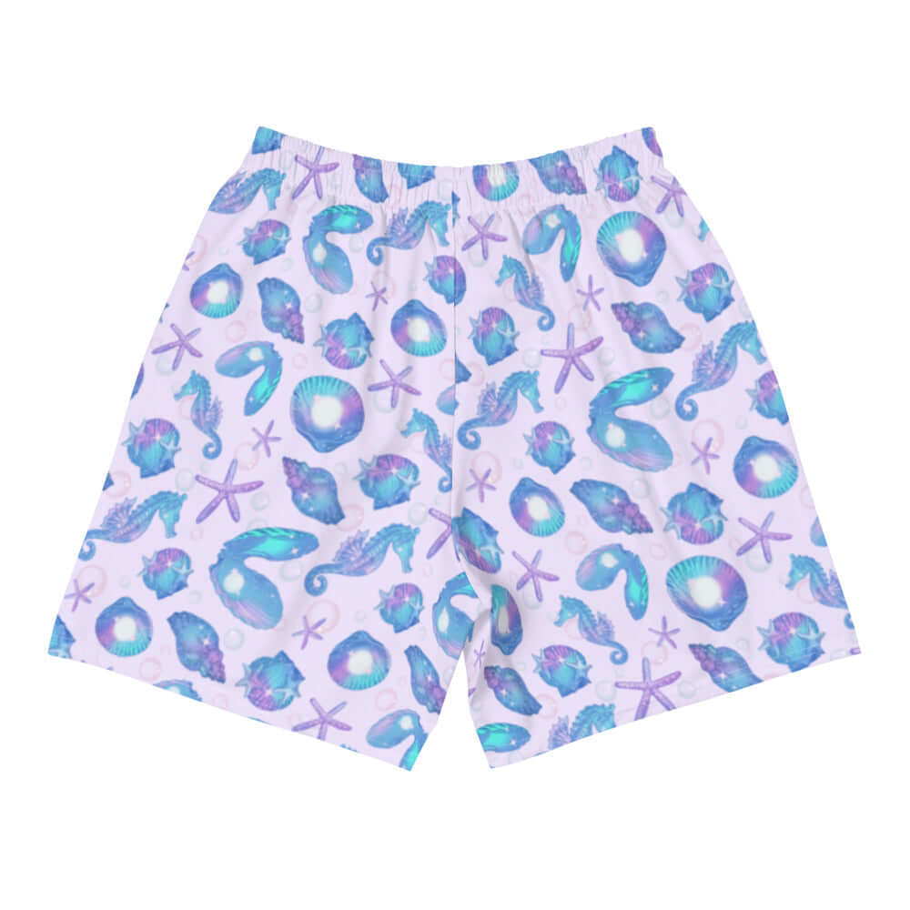 Men's Sea Princess Athletic Shorts feature a vibrant sea-themed design, perfect for any sporty activity.