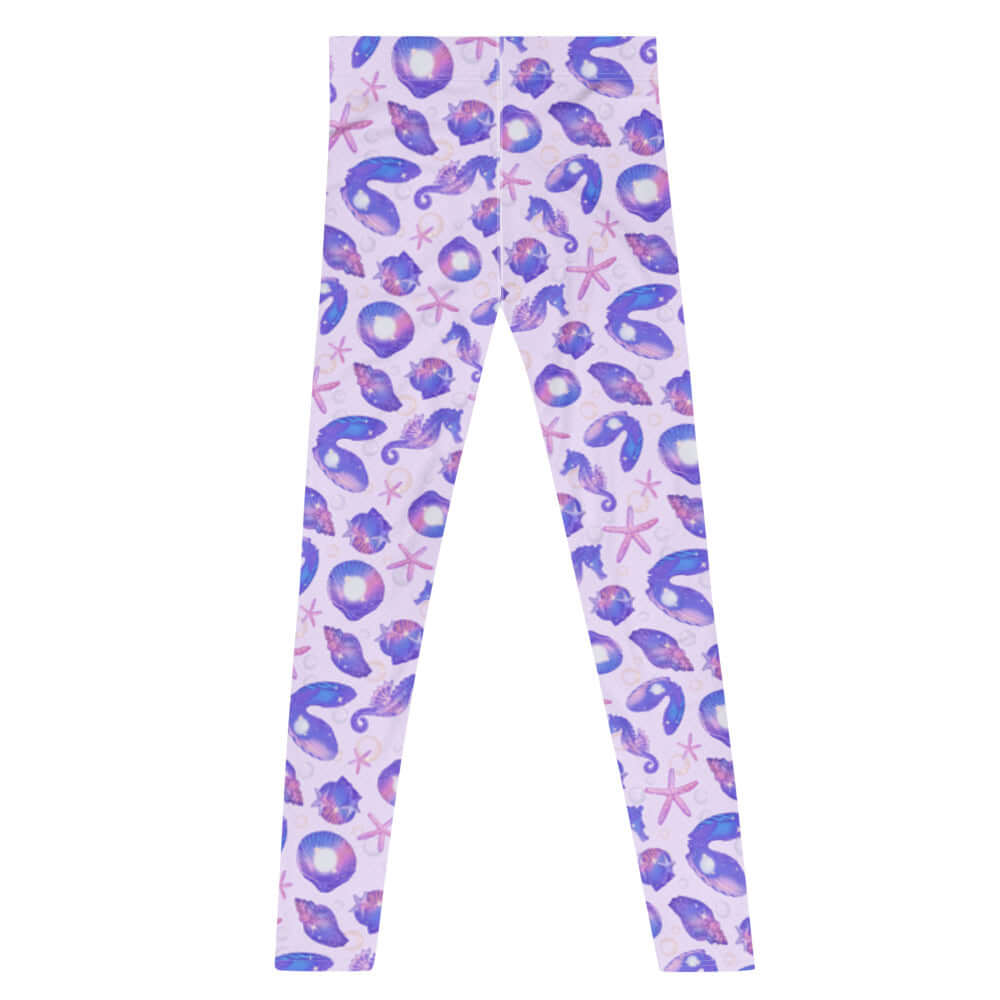 Men's Sea Princess Leggings feature a vibrant sea-inspired pattern, perfect for workouts or casual wear.