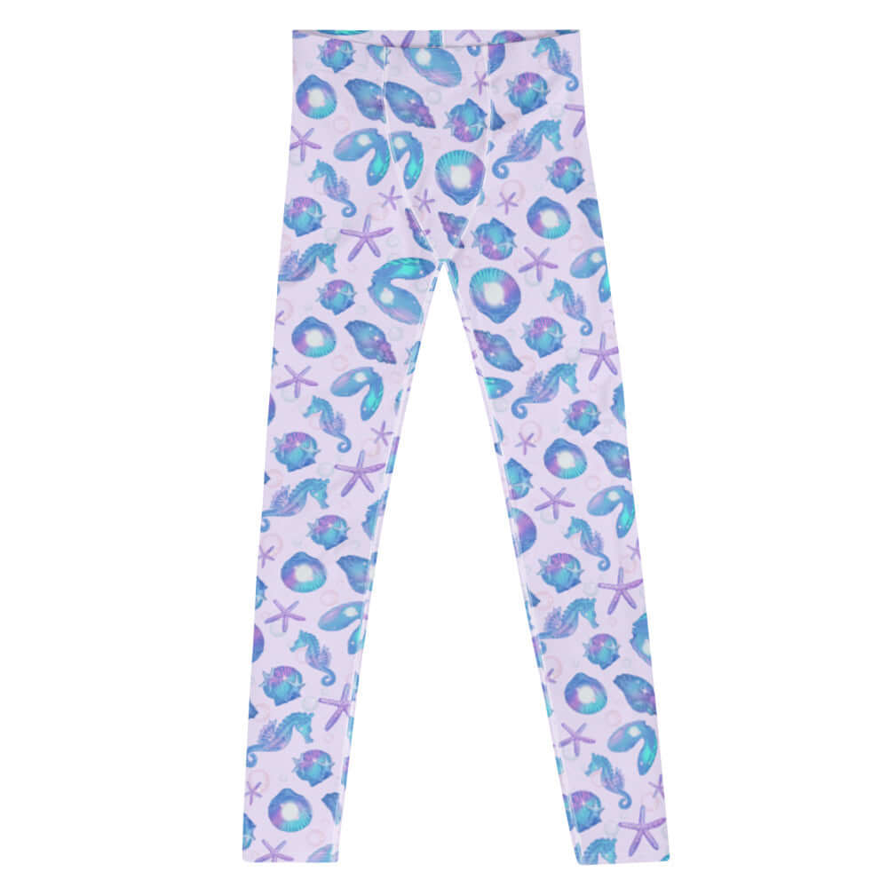 Stylish Men's Sea Princess Leggings with vibrant ocean-themed patterns, perfect for workouts and active wear.
