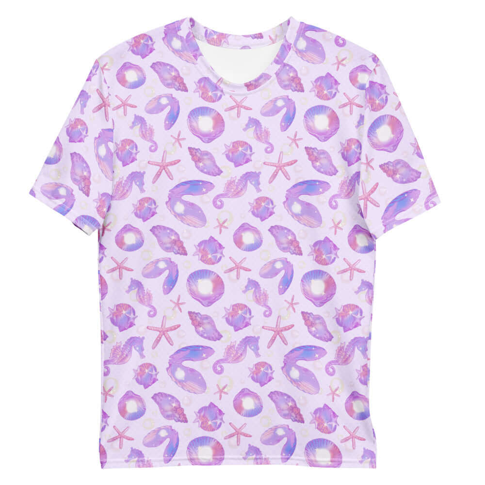 Discover the comfort of the Men's Sea Princess T-shirt, featuring a vibrant seashell design perfect for summer.