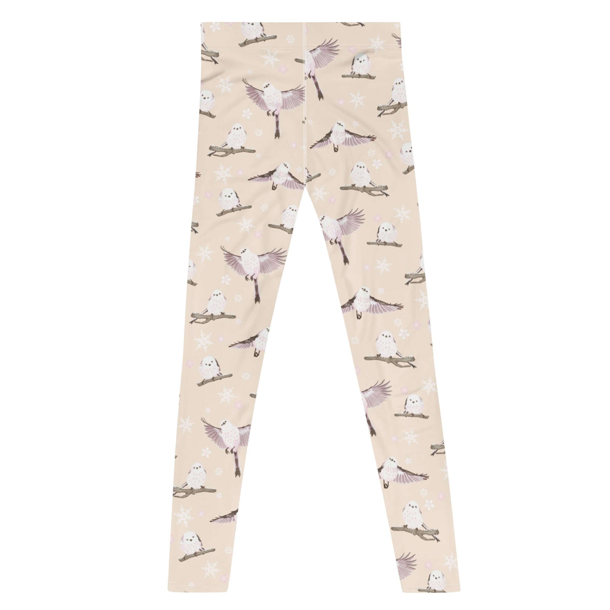 Men's Snow Bird Leggings feature a soft, stretchy design with a charming winter bird print, perfect for any activity.