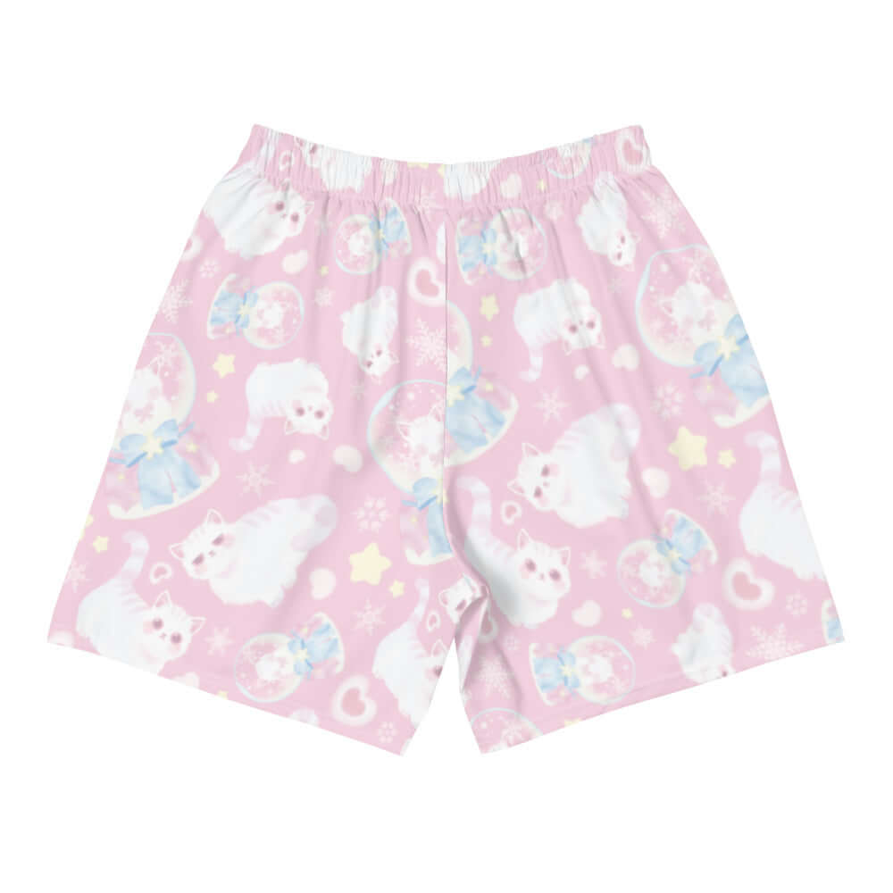 Men's Snow Kitten Athletic Shorts featuring a playful cat design, perfect for running or workouts. Shop now!