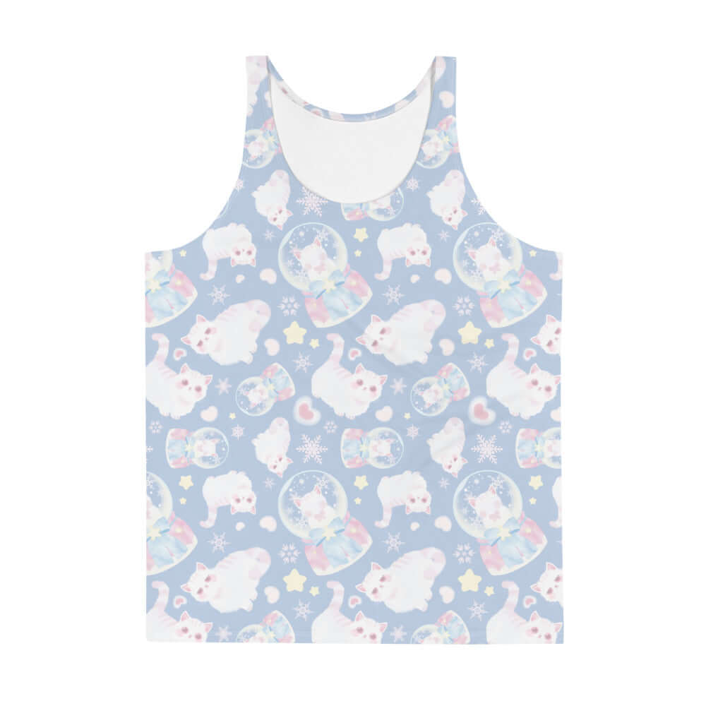 Vibrant Men's Snow Kitten Tank Top featuring playful kitten designs, perfect for a stylish and comfortable look.