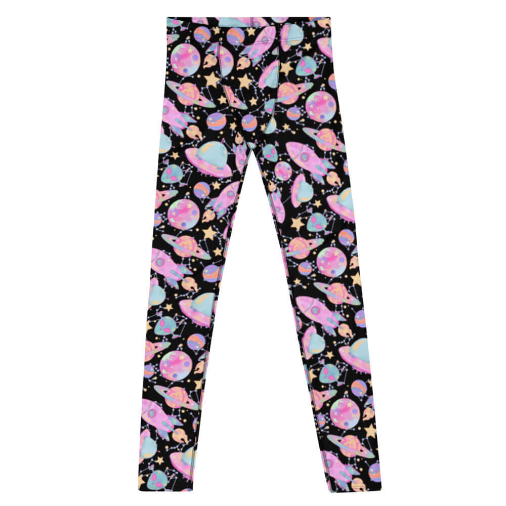 Stylish Men's Space Leggings featuring a vibrant cosmic print, perfect for any active lifestyle.