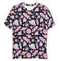 Vibrant Men's Space T-shirt featuring colorful planets and rockets, perfect for cosmic enthusiasts and casual wear.