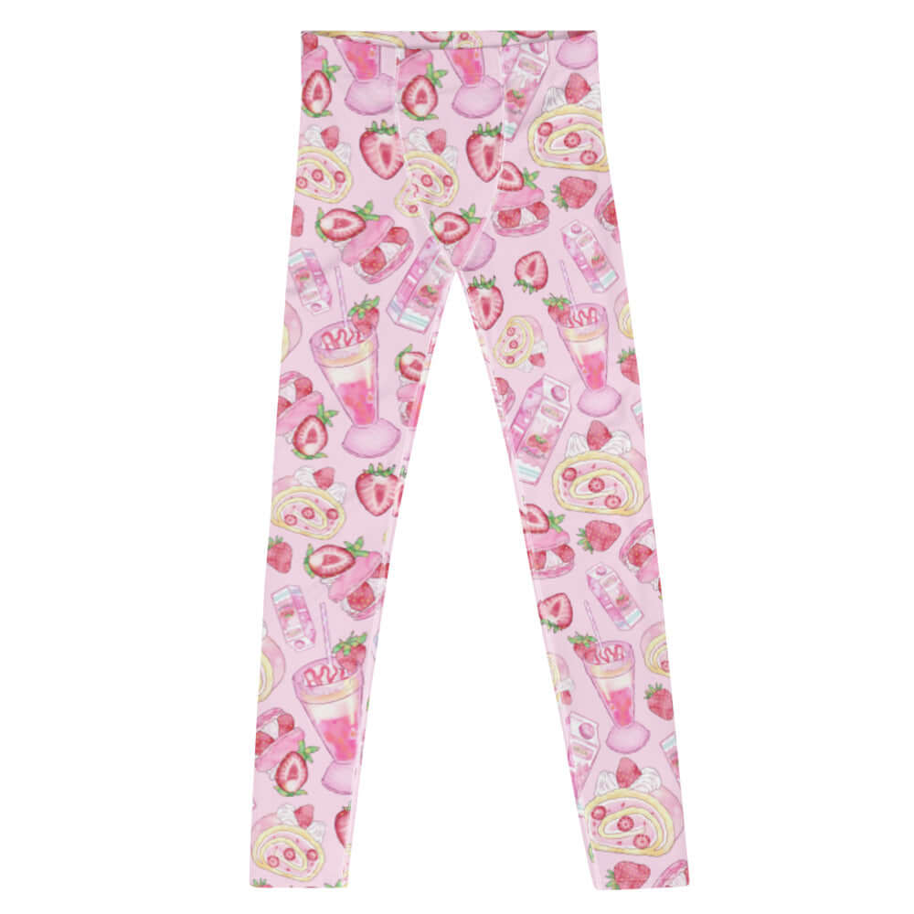 Men's Strawberry Leggings featuring a vibrant fruit design, perfect for workouts or casual wear. Soft and stretchy material.