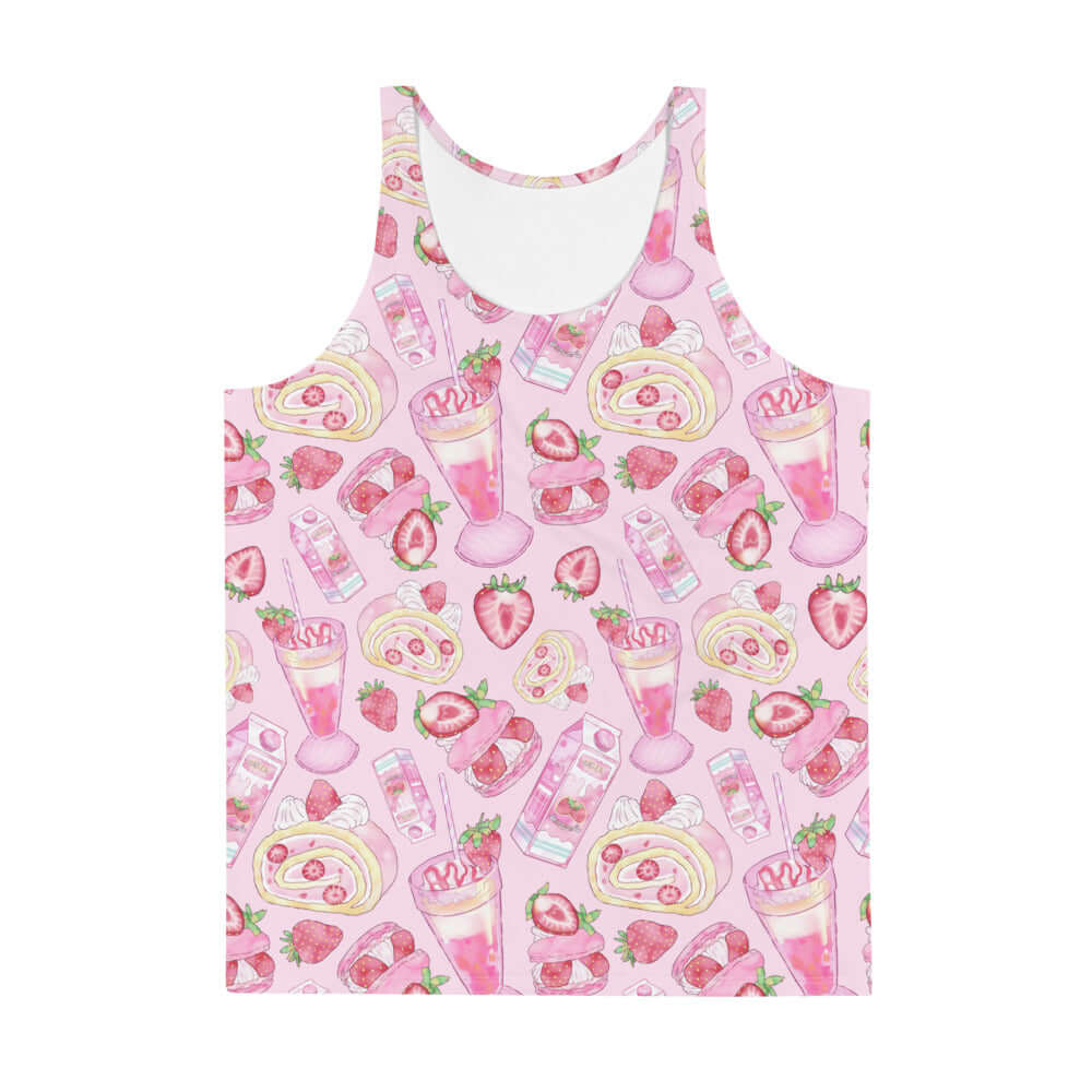 Vibrant Men's Strawberry Tank Top featuring soft, stretchy material for a stylish, relaxed fit. Perfect for summer!