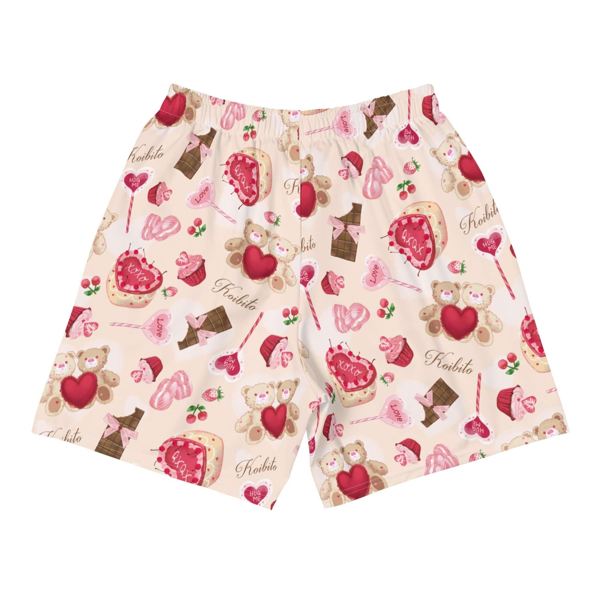 Men's Sugar Sweetheart Athletic Shorts feature a fun design, perfect for workouts or casual wear. Comfortable and stylish!