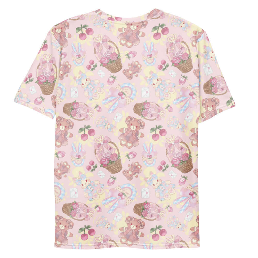 Men's Sweet Teddy T-shirt featuring a cute teddy bear and floral design, perfect for comfort and style.