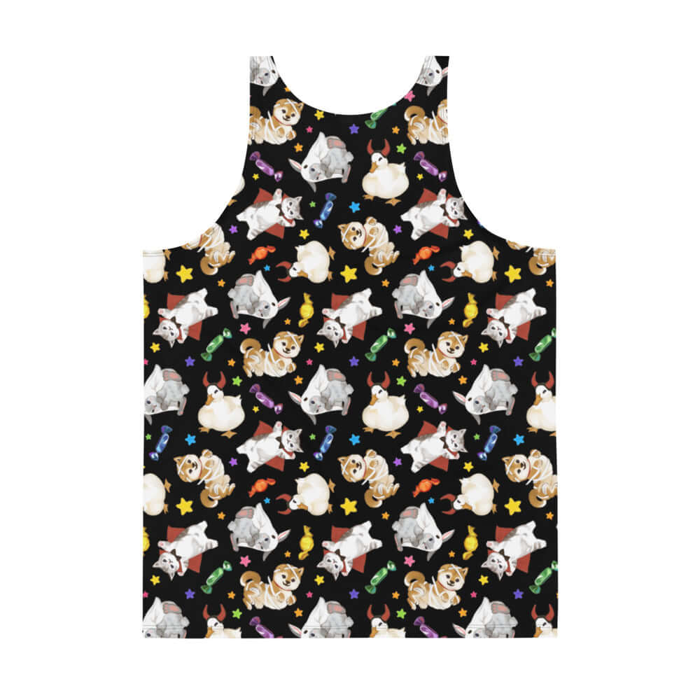 Vibrant Men's Trick or Treaters Tank Top featuring playful designs, perfect for Halloween fun and comfort.