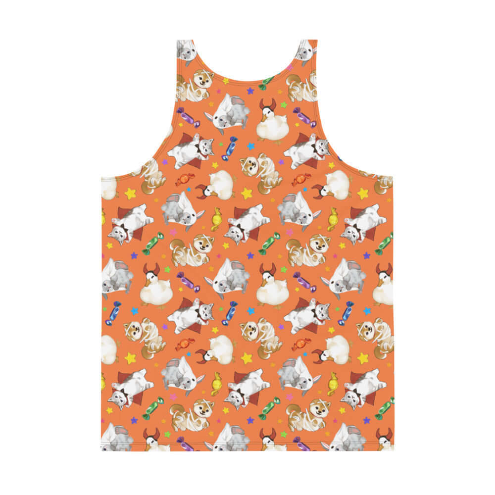 Vibrant Men's Trick or Treaters Tank Top featuring playful designs, perfect for a fun Halloween look!