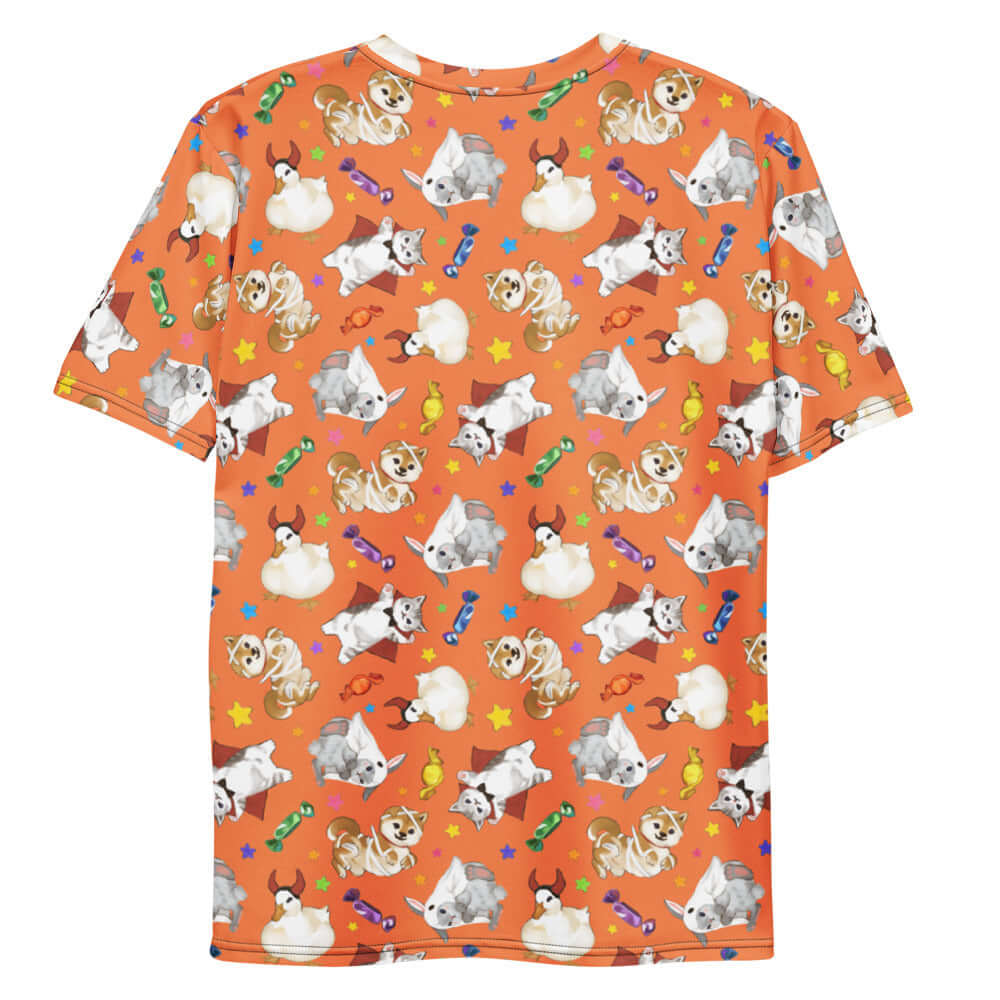 Vibrant Men's Trick or Treaters T-shirt featuring playful designs, perfect for a fun Halloween look.