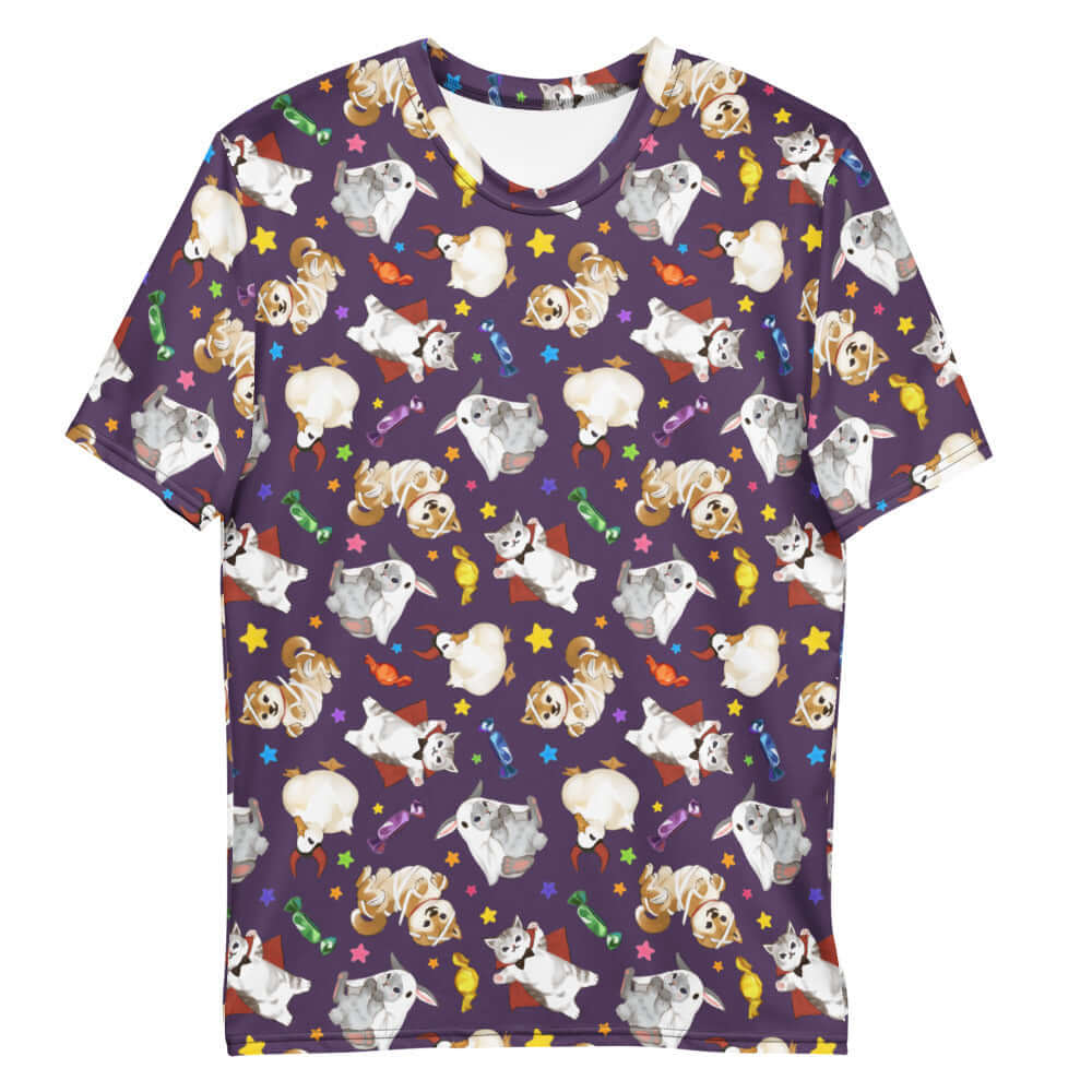 Men's Trick or Treaters T-shirt features a vibrant design perfect for Halloween, made from soft, durable fabric.