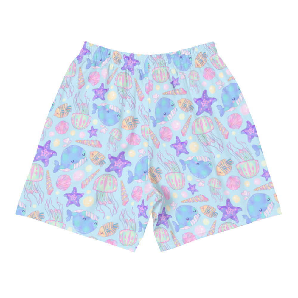 Men's Under the Sea Athletic Shorts feature a fun marine design, perfect for running, swimming, or any activity.