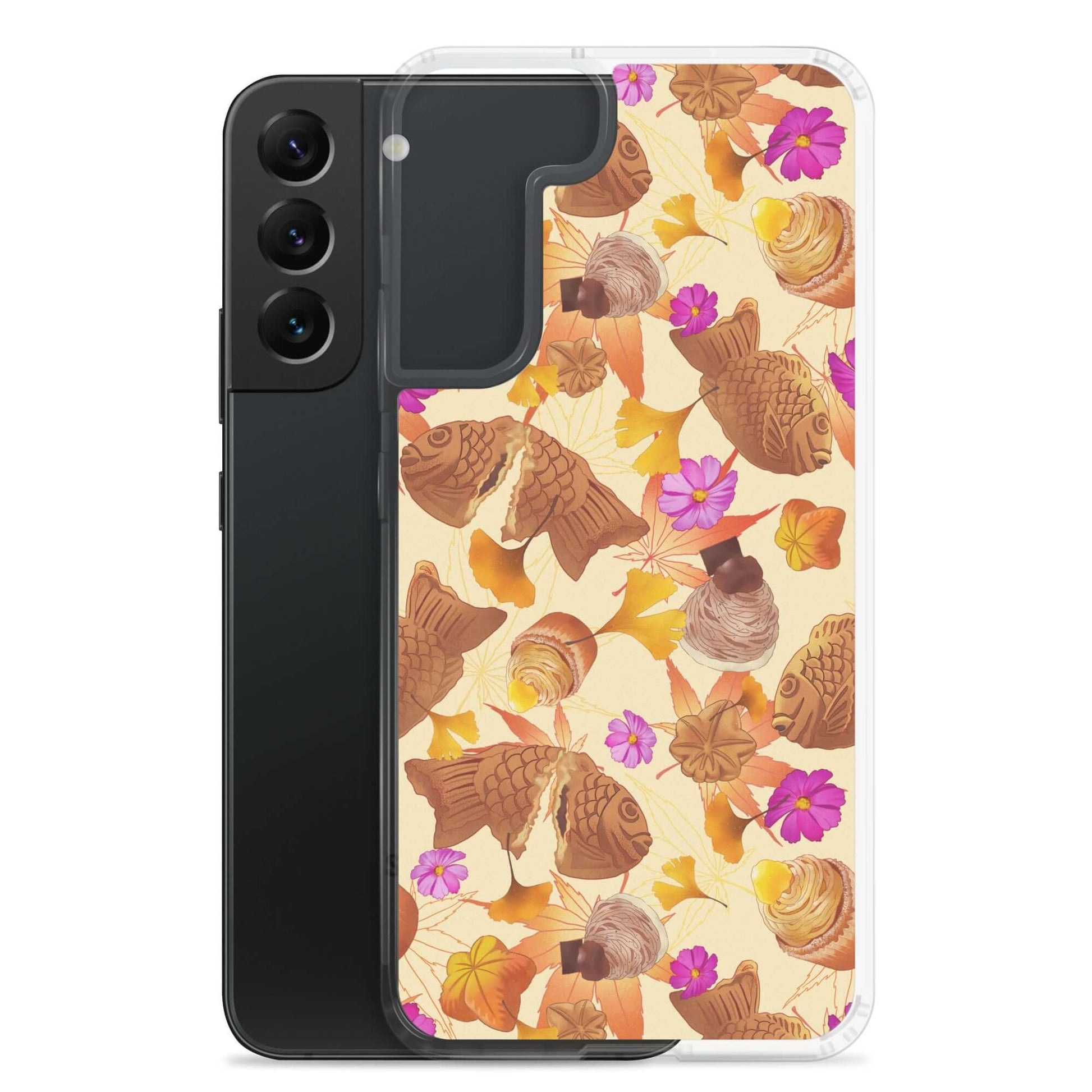 Stylish Momiji Samsung® Clear Case featuring a unique design, offering protection against scratches and dust.