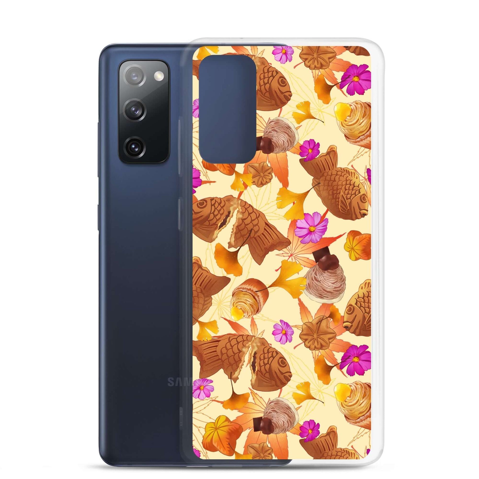 Stylish Momiji Samsung® Clear Case features a vibrant design, offering durability against scratches and dirt.