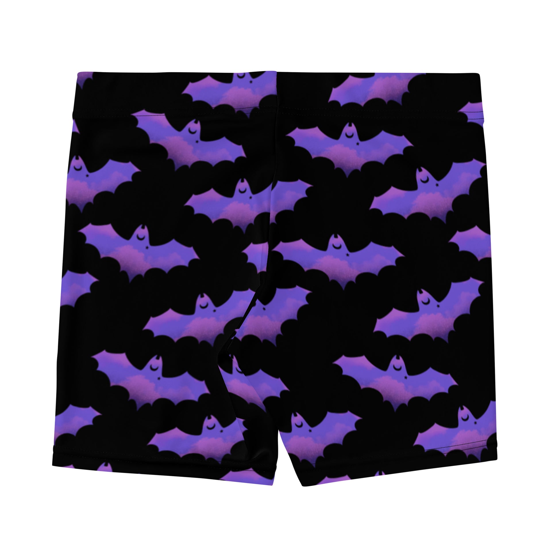 Buttery soft Morrigan Shorts with a fun bat print, perfect for mobility and stylish outfit combinations.