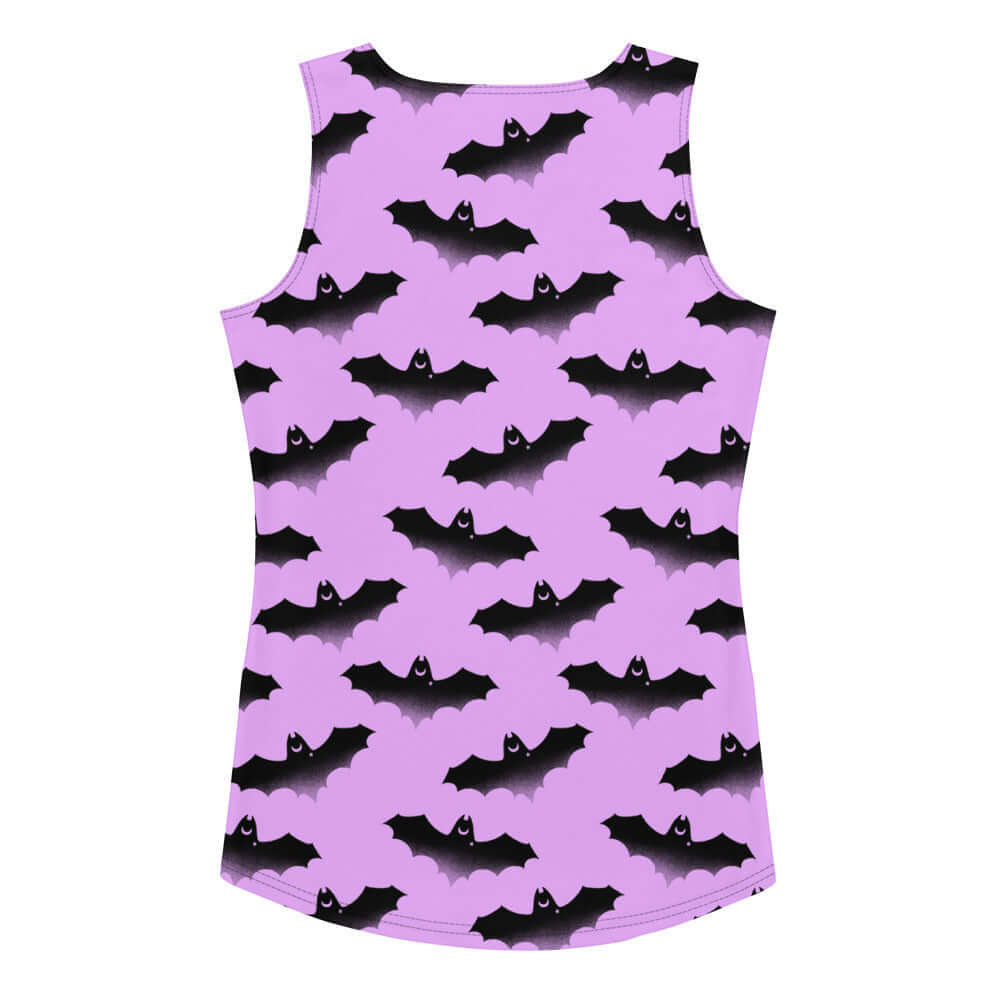 Morrigan-inspired Aensland Tank Top featuring playful bat patterns, perfect for sunny days and a flattering fit.