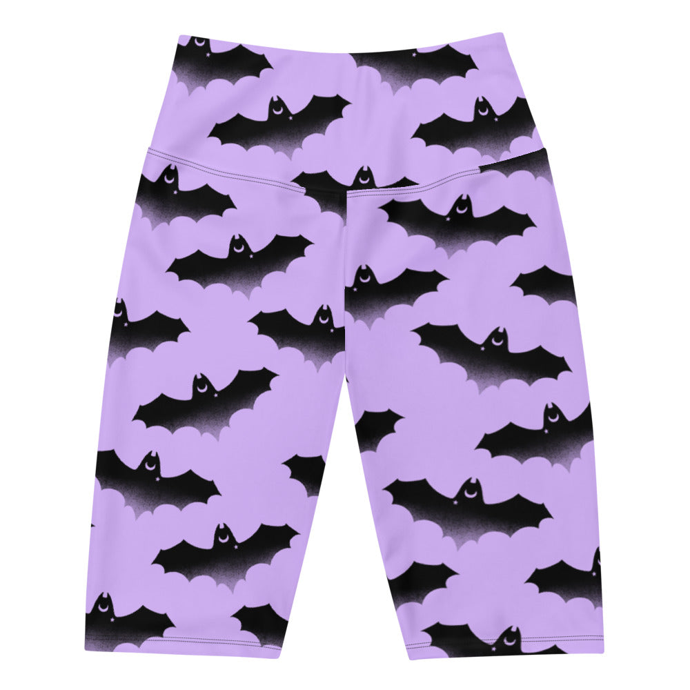 Buttery soft Morrigan Biker Shorts with a playful bat print, perfect for stylish mobility and mixing with your favorite tops.
