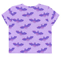 Morrigan Crop Top features a playful bat design, perfect for gym and casual wear. A stylish addition to any wardrobe.