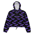 Stylish Morrigan cropped windbreaker with bat print, perfect for adventures in any weather. Lightweight and waterproof.