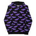 Cozy Morrigan Hoodie featuring vibrant bat patterns, perfect for fans of bats and demons. Ideal unisex wardrobe staple.