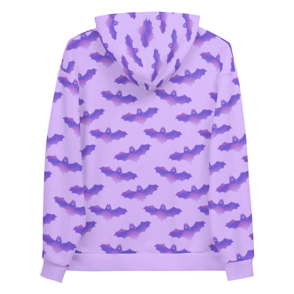 Cozy Morrigan Hoodie featuring a vibrant bat print, perfect for fans of bats and demons. Ideal wardrobe staple.