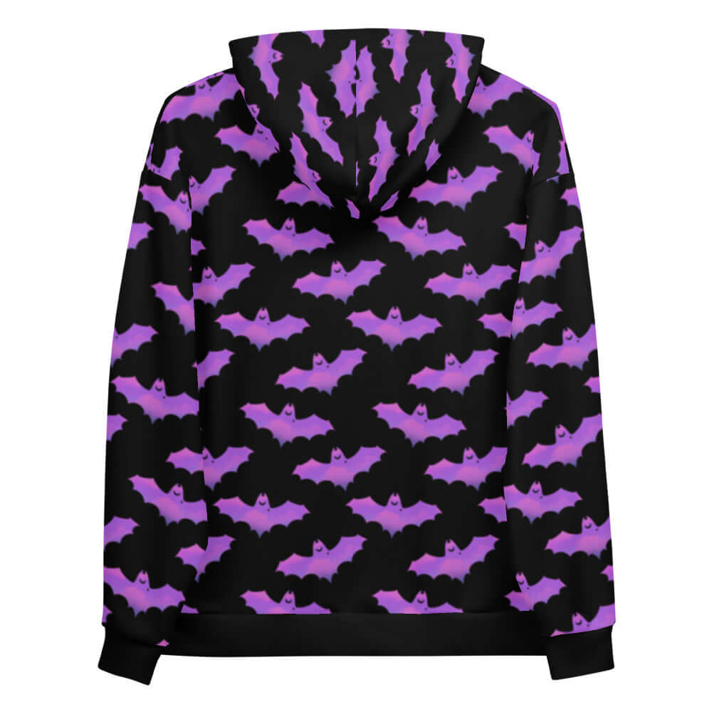 Cozy Aensland Hoodie featuring a vibrant bat pattern, perfect for stylish comfort and everyday wear.