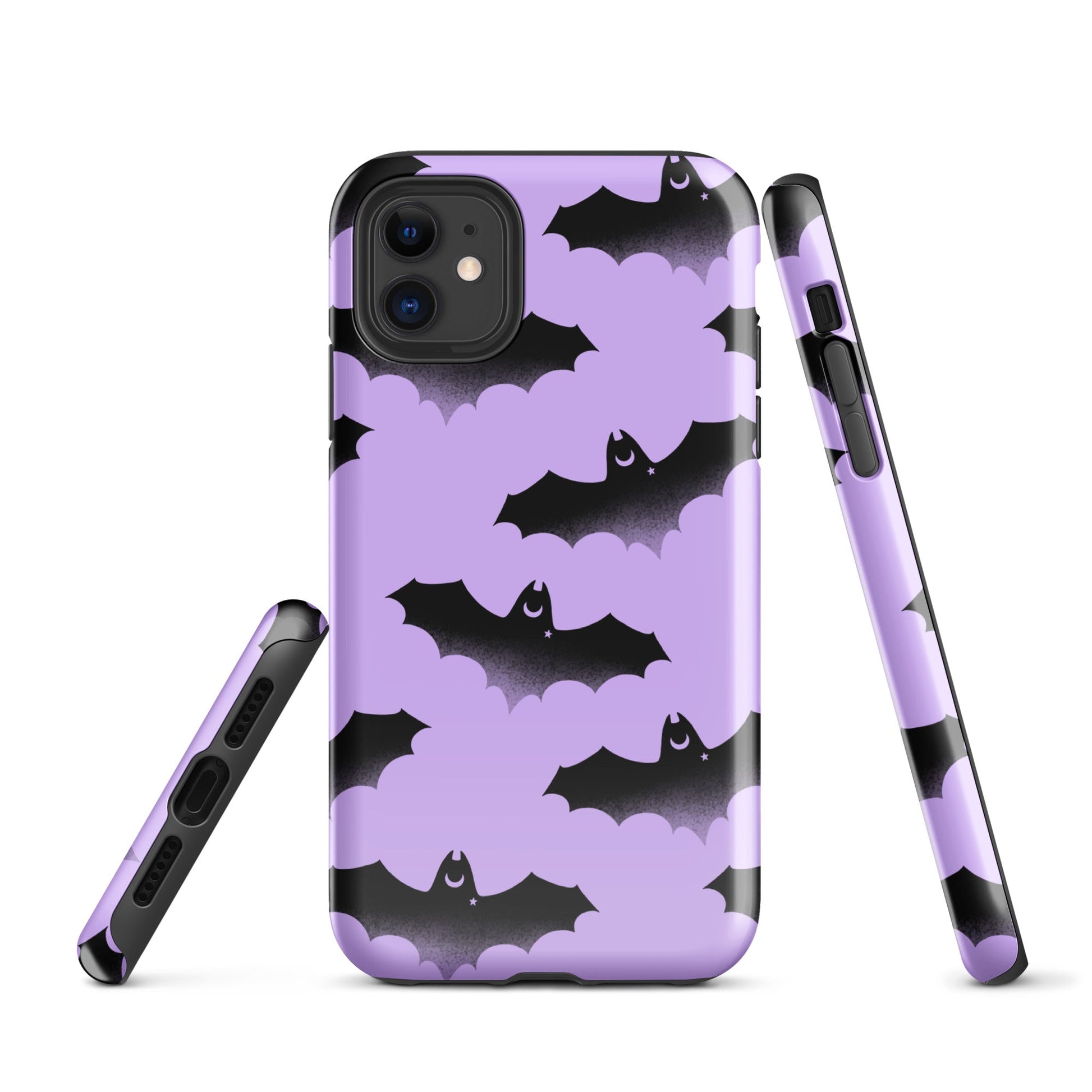 Morrigan iPhone® Tough Case features a stylish bat design, offering durable protection for your phone year-round.