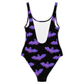 Morrigan One-Piece Swimsuit features a stylish bat pattern, perfect for beach days or pool parties. Embrace your dark side!