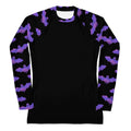 Morrigan Rash Guard features a unique bat design, perfect for active wear in any outdoor sport. Stay protected and stylish!