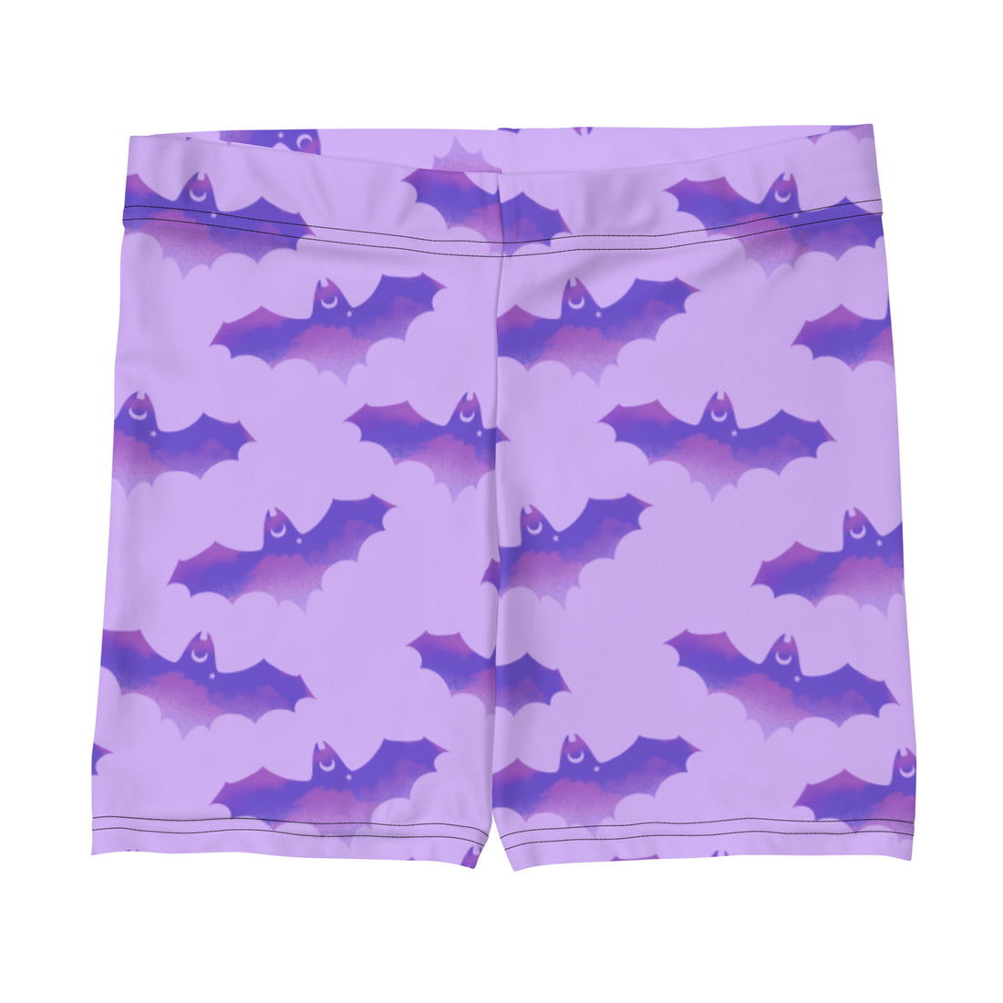 Buttery soft Morrigan Shorts with a fun bat print, perfect for mobility and stylish outfit pairing.