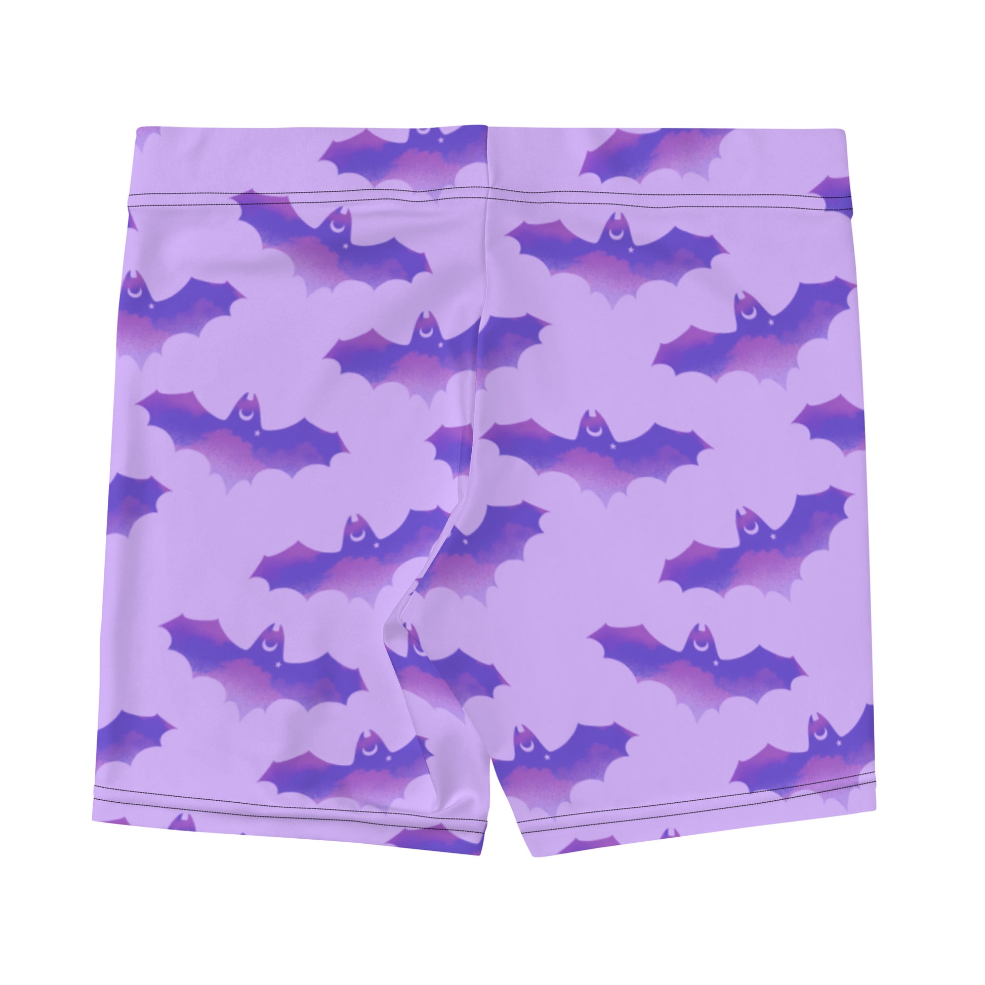 Buttery soft Morrigan Shorts featuring a playful bat print, perfect for stylish comfort and mobility.