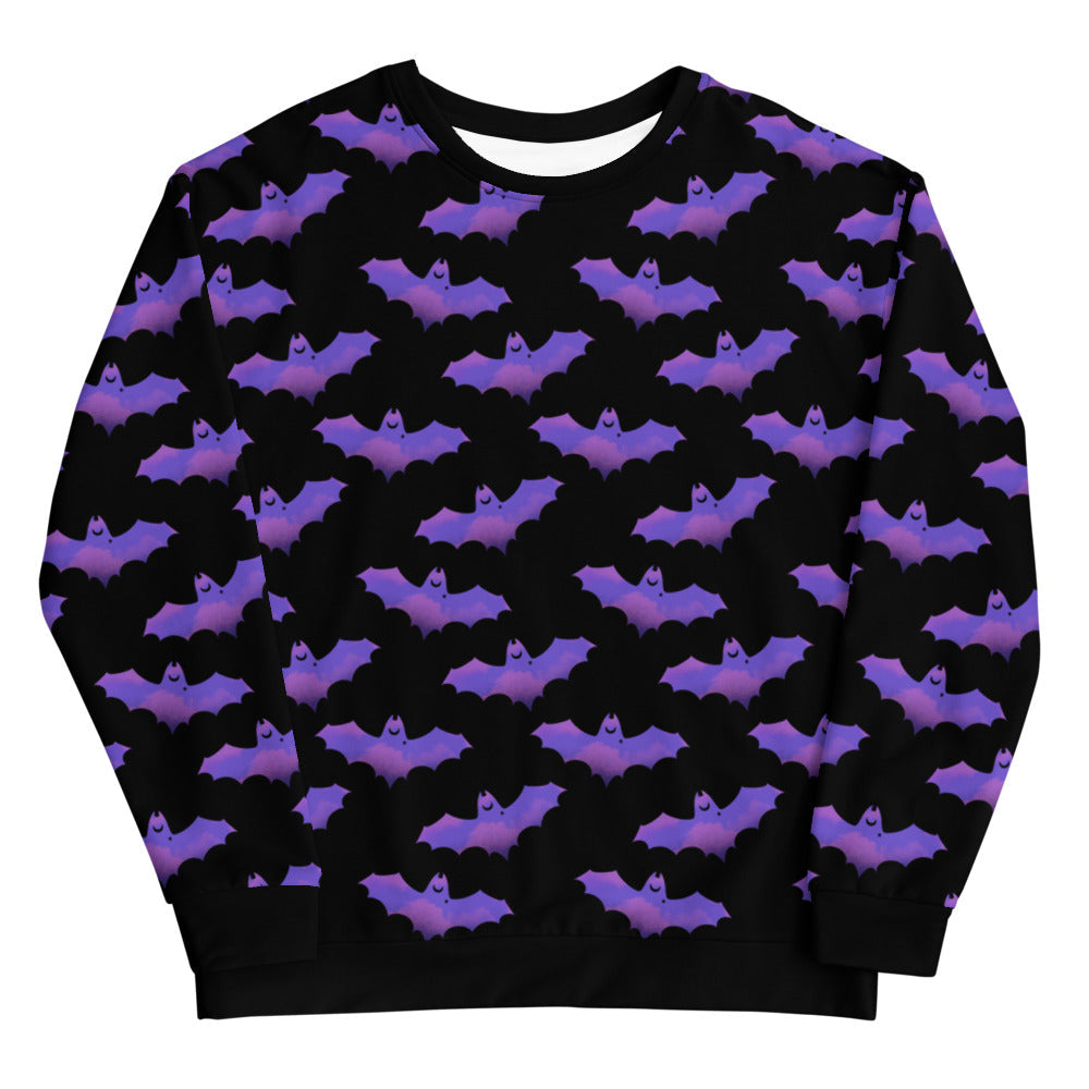 Cozy Morrigan Sweatshirt featuring a playful bat design, perfect for cool nights and stylish layering.