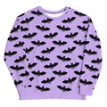 Cozy Morrigan Sweatshirt featuring a playful bat design, perfect for stylish warmth any time of year.