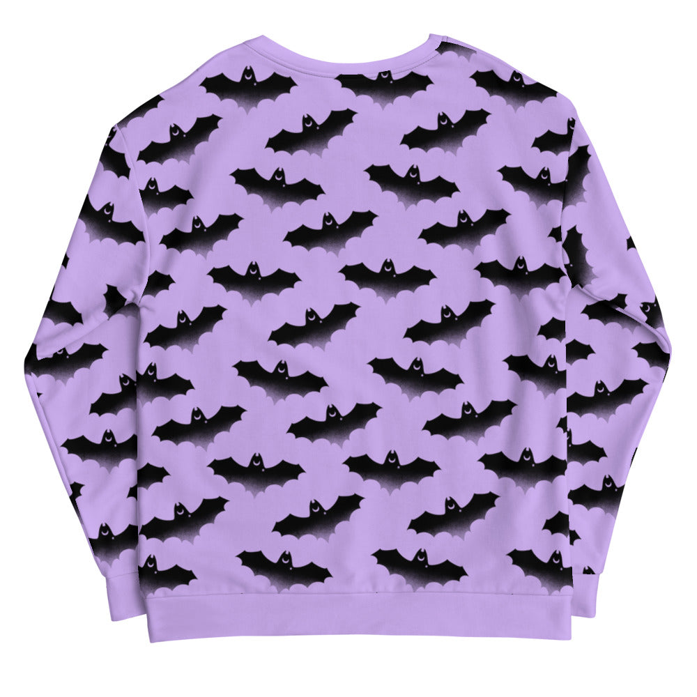 Morrigan Sweatshirt featuring a playful bat design, perfect for cozy warmth and stylish night outings.