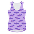 Morrigan Tank Top featuring a playful bat design, perfect for sunny weather and a stylish body-hugging fit.