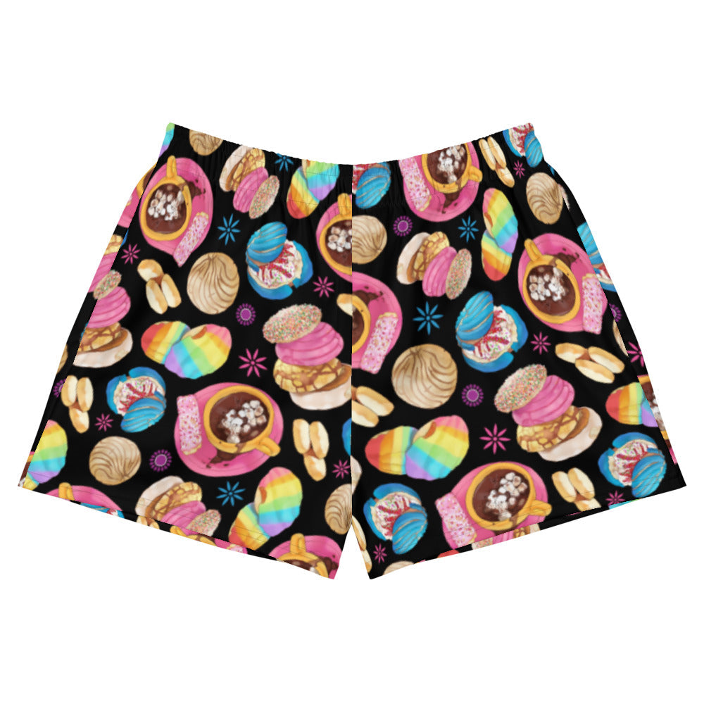 Bright and colorful Pan Dulce Athletic Short Shorts featuring delicious baked goods, perfect for comfort and style.