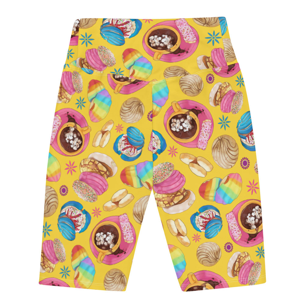 Bright and fun, the Pan Dulce Biker Shorts feature a playful dessert pattern for stylish, active days.