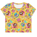 Bright and colorful Pan Dulce Crop Top featuring sweet pastries, perfect for sweetening up your wardrobe.
