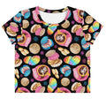 Bright and colorful Pan Dulce Crop Top featuring sweet pastries, perfect for adding charm to any outfit.