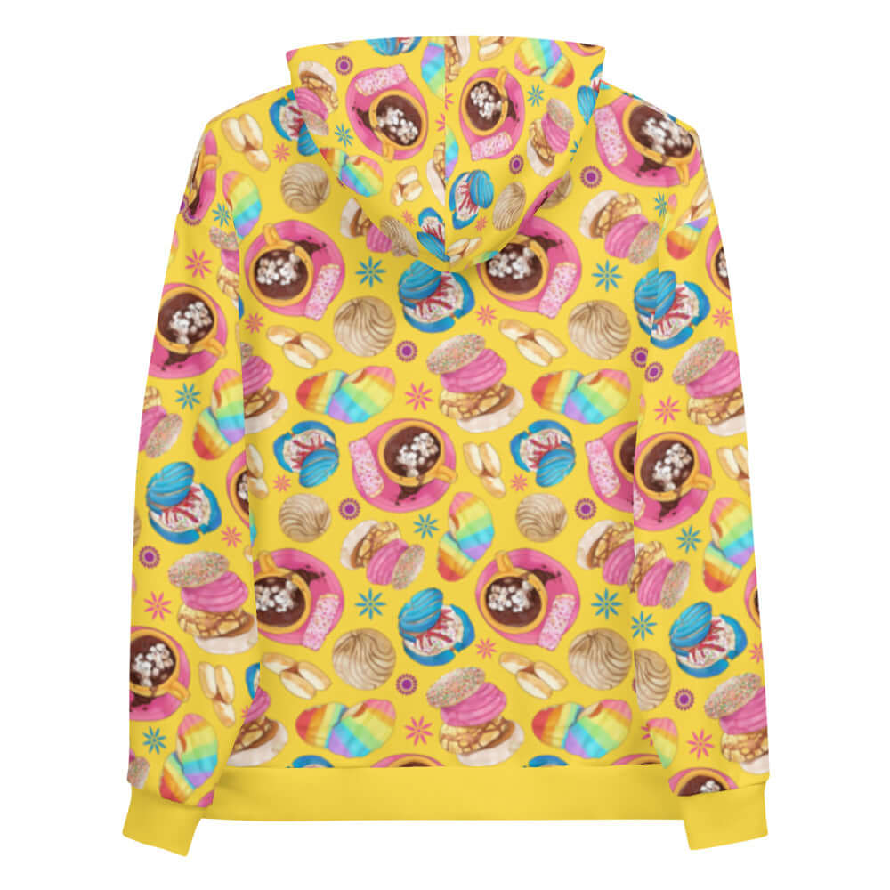Bright and colorful Pan Dulce Hoodie featuring delightful baked goods, perfect for sweetening your style.