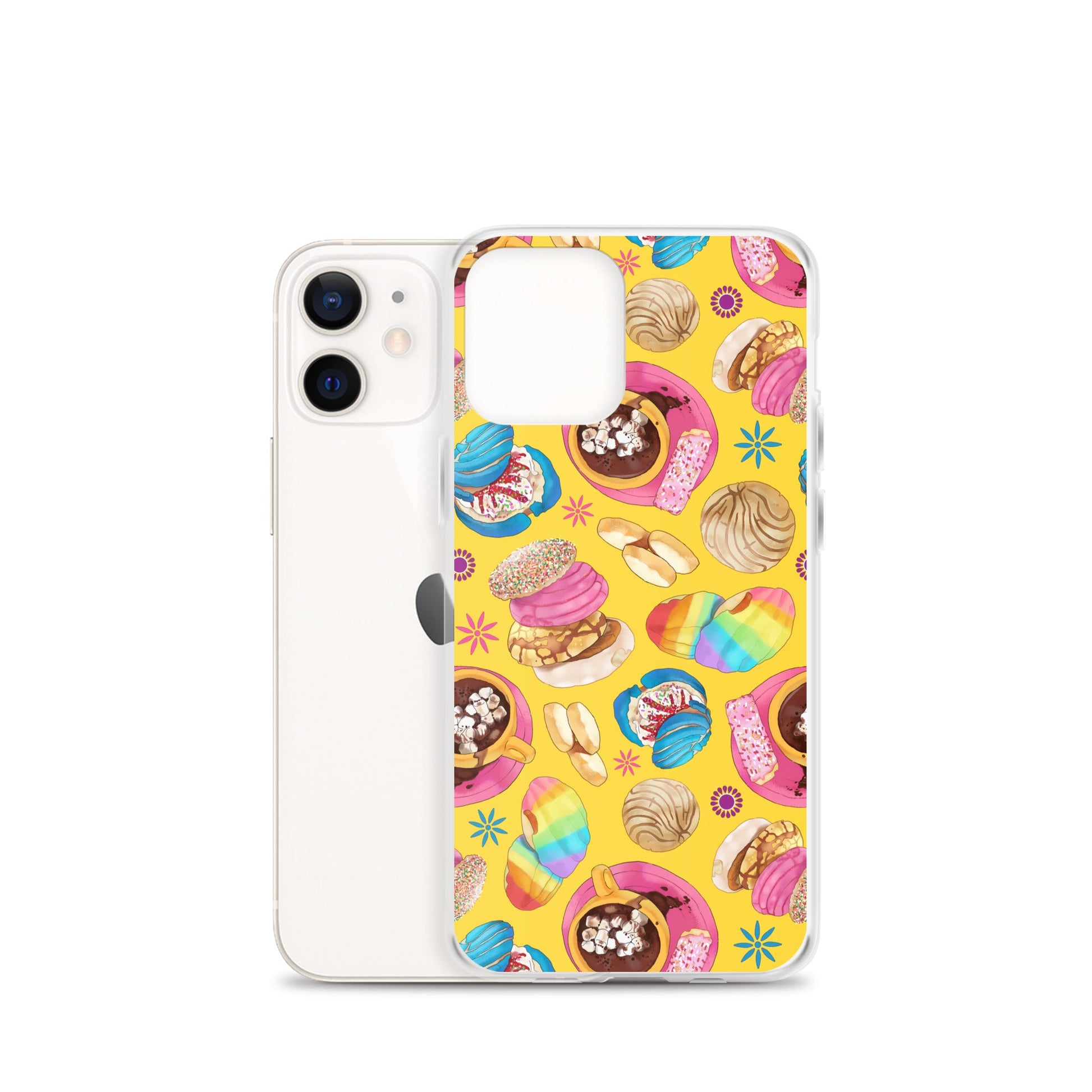 Colorful Pan Dulce iPhone® Clear Case showcasing vibrant sweets, designed for protection and style at your fingertips.