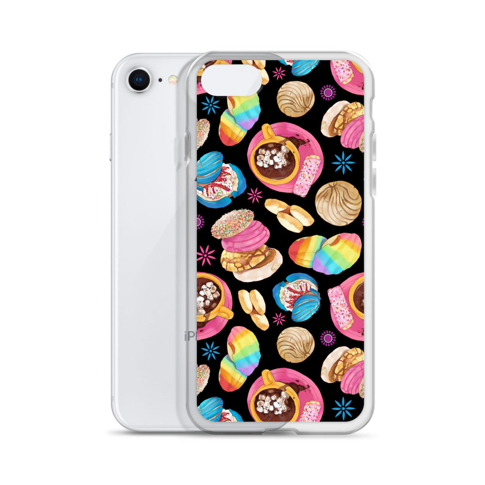 Sleek Pan Dulce iPhone® Clear Case featuring colorful dessert designs, providing stylish protection for your phone.