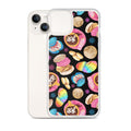 Sleek Pan Dulce iPhone® Clear Case featuring vibrant dessert designs, offering protection from scratches and dirt.