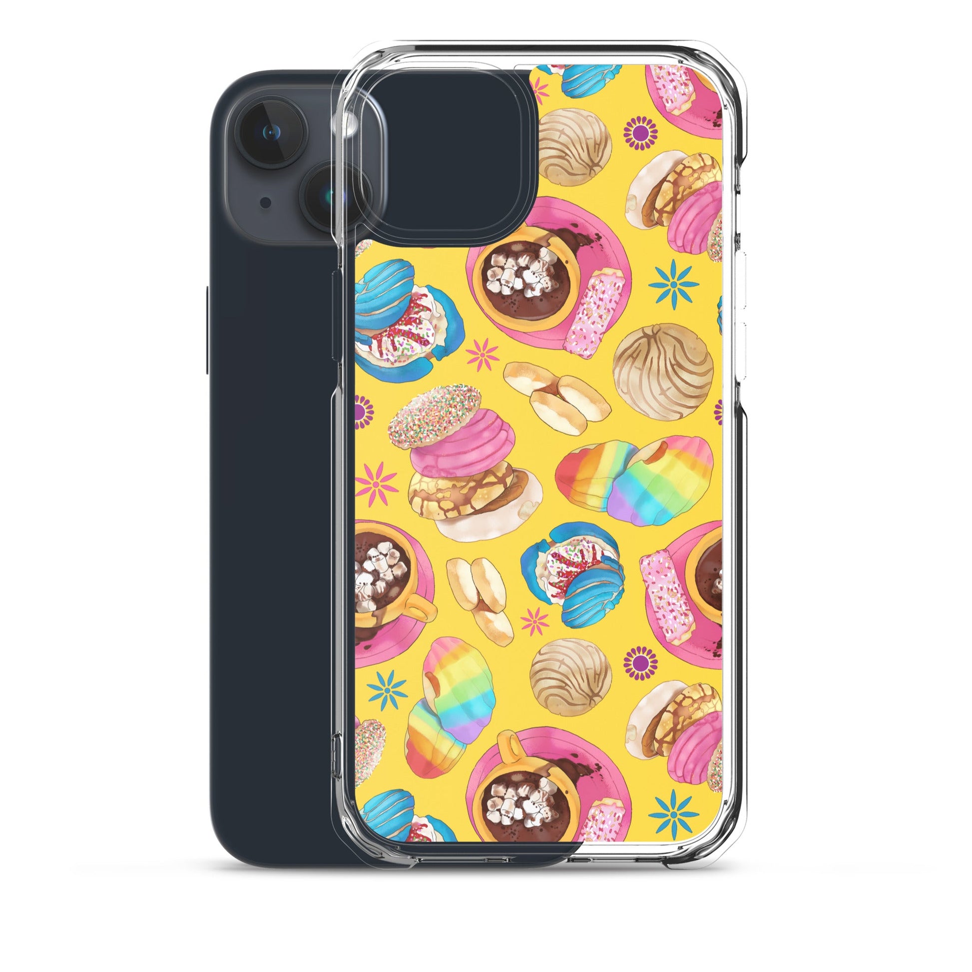 Colorful Pan Dulce iPhone® Clear Case featuring a fun dessert design, providing sleek protection for your device.